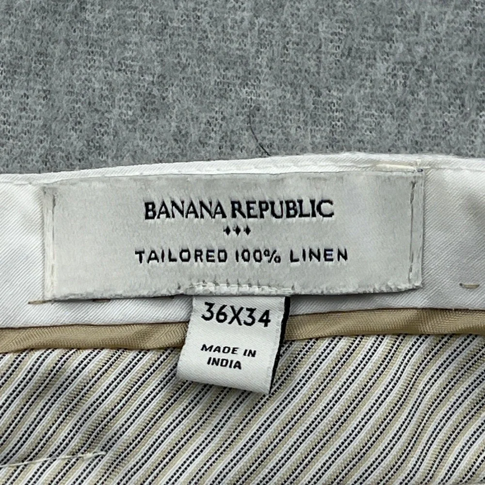 Banana Republic Pants Mens 36x34 (34x29) White Tailored 100% Linen Dress Trouser